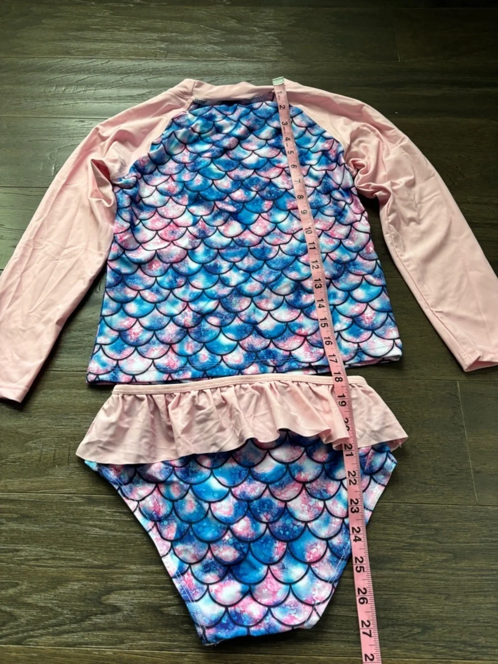 Kanu Surf UPF 50+ protection Rashguard top,ruffle bottom,mermaid scale pattern